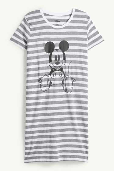 Femei - Cămașă de noapte - cu dungi - Mickey Mouse - gri melanj