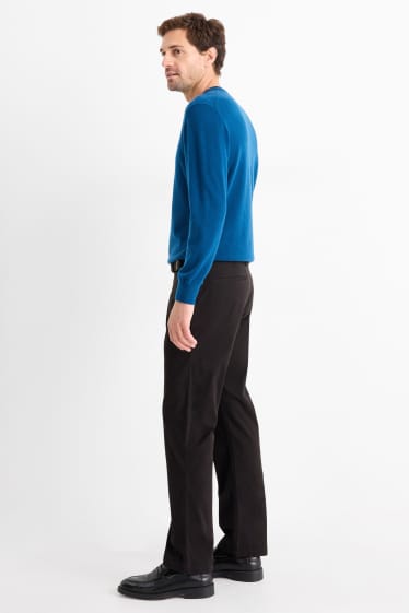 Pánské - Kalhoty chino s páskem - regular fit - černá