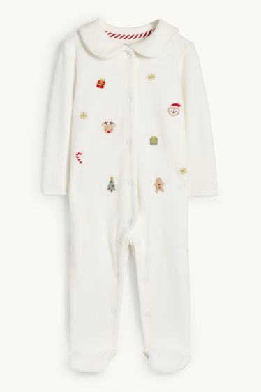 Unisex - Babykerstpyjama - geribd - wit