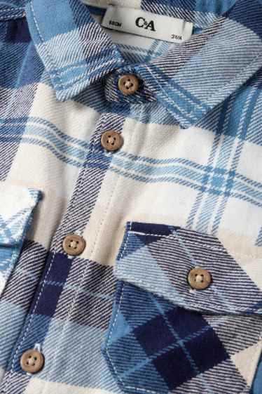 Enfants garçons - Chemise en flanelle - à carreaux - bleu