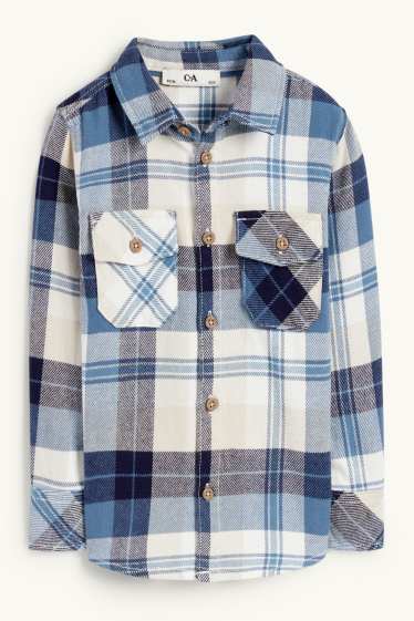 Enfants garçons - Chemise en flanelle - à carreaux - bleu