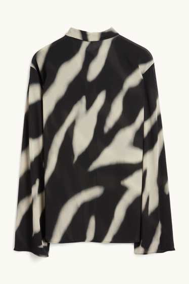 Women - Chiffon blouse - patterned - black / beige