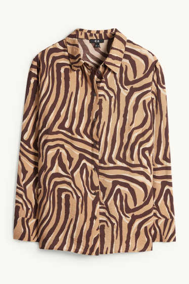 Femmes - Chemisier - à motif - marron / beige