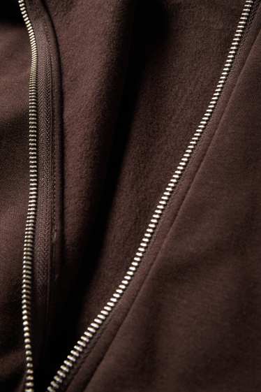 Femmes - Sweat zippé à capuche - marron foncé