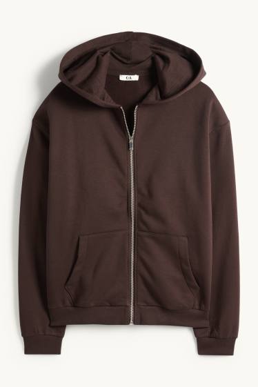 Femmes - Sweat zippé à capuche - marron foncé