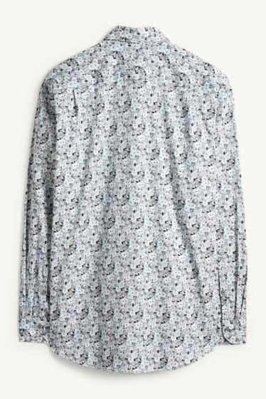 Pánské - Business košile - regular fit - button-down - se vzorem - šedá