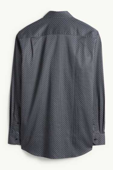 Hommes - Chemise de bureau - regular fit - col kent - facile à repasser - à motif - bleu foncé