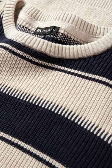 Enfants garçons - Pull - côtelé - à rayures - noir / beige