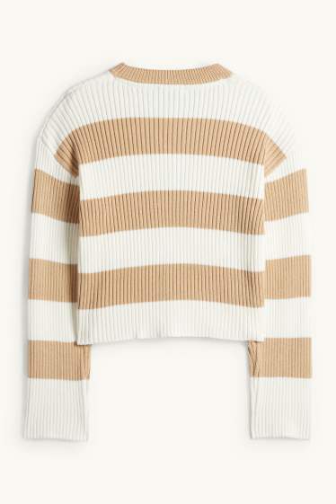 Copii - Fete - Pulover - reiat - cu dungi - bej
