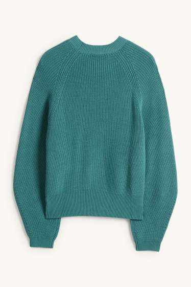Women - Jumper - ribbed - green