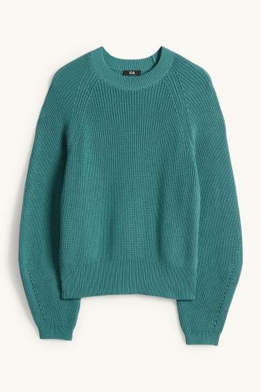 Women - Jumper - ribbed - green