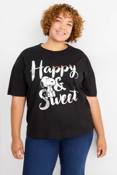 Femei - Tricou - Snoopy - aspect lucios - negru