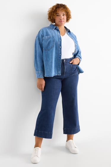 Femmes - Wide leg jean - high waist - jean bleu foncé