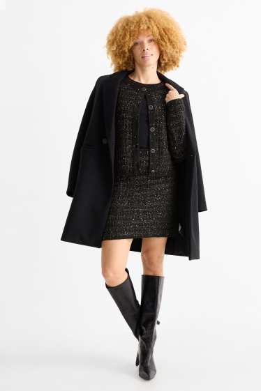 Damen - Bouclé-Minirock - strukturiert - schwarz