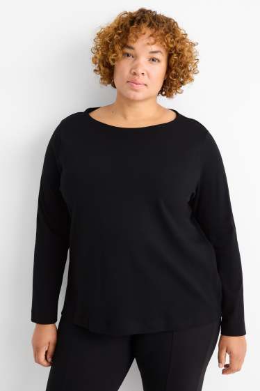 Mujer - Camiseta básica de manga larga - regular fit - negro