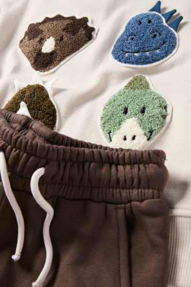Niños - Dinosaurio - conjunto - sudadera y pantalón de deporte - 2 prendas - beige claro