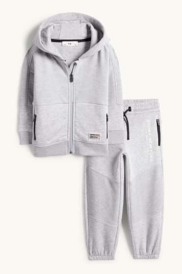 Copii - Băieți - New York - set - hanorac cu fermoar cu glugă și pantaloni de trening - gri deschis