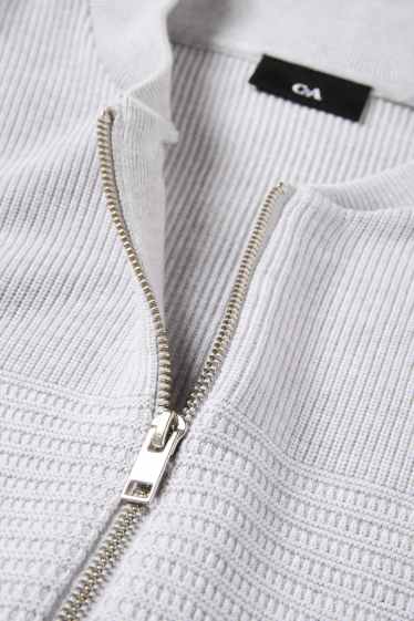 Hommes - Gilet de maille - côtelé - texturé - gris clair