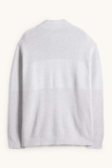 Hommes - Gilet de maille - côtelé - texturé - gris clair