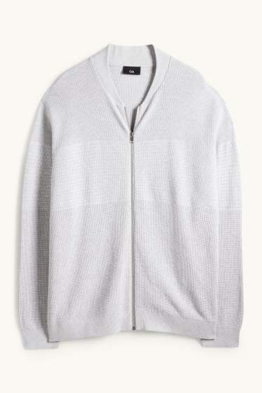 Hommes - Gilet de maille - côtelé - texturé - gris clair