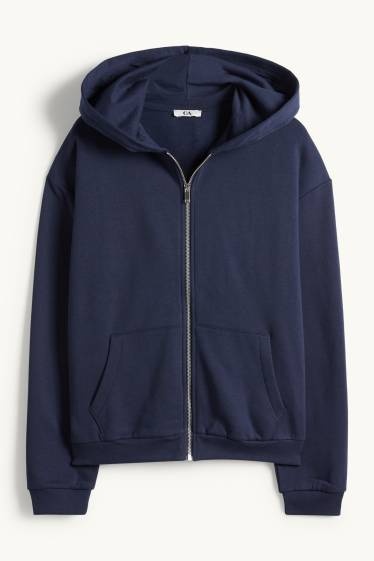 Donna - Felpa con zip e cappuccio - blu scuro