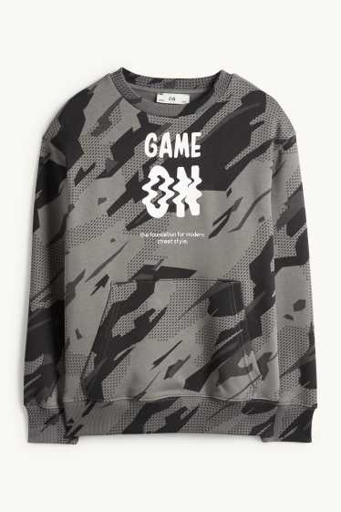 Children Boys - Sweatshirt - patterned - gray / black