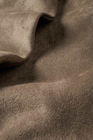 Dámské - Kabát - imitace semiše - hnědá