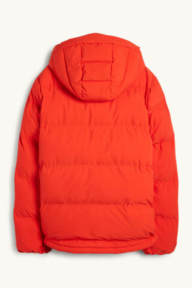 Dames - Jas met stiksels met capuchon - waterafstotend - rood