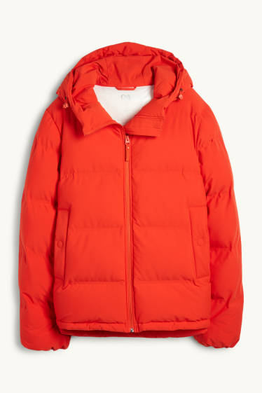 Dames - Jas met stiksels met capuchon - waterafstotend - rood