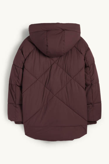 Femmes - Doudoune à capuche - finition déperlante - bordeaux