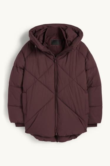 Femmes - Doudoune à capuche - finition déperlante - bordeaux