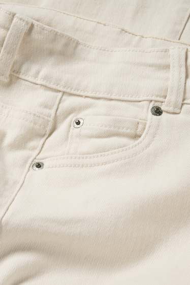 Women - Cloth trousers - mid-rise waist - barrel leg - light beige