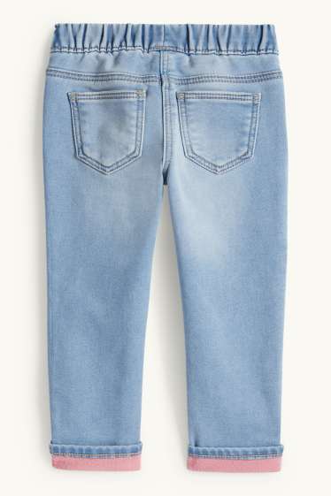 Kinderen: meisjes - Strik - slim jeans - thermojeans - jeansblauw