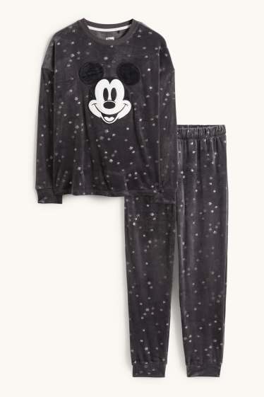 Women - Winter pyjamas - patterned - Mickey Mouse - gray
