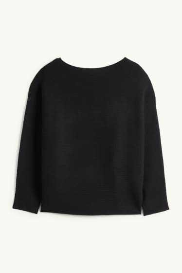 Dona - Jersei amb el coll en punta - acanalat - negre