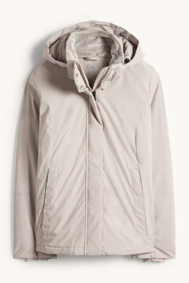 Damen - Jacke mit Kapuze - gefüttert - wasserabweisend - hellbeige