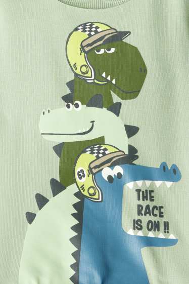 Bambini - Confezione da 3 - motivo dinosauri e ruspa - felpa - verde chiaro