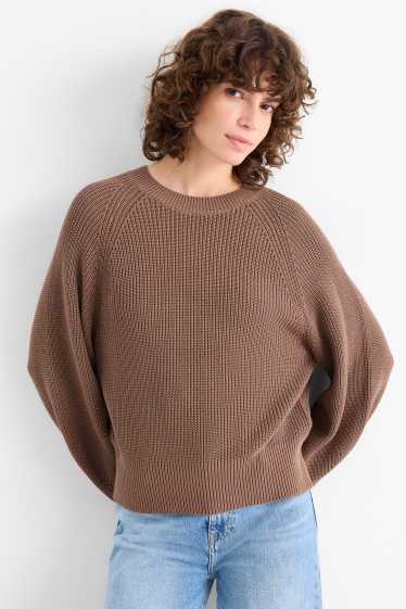 Women - Jumper - ribbed - brown