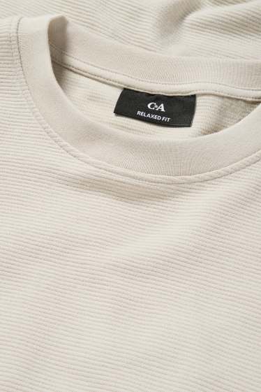 Hommes - Haut à manches longues - relaxed fit - côtelé - beige clair