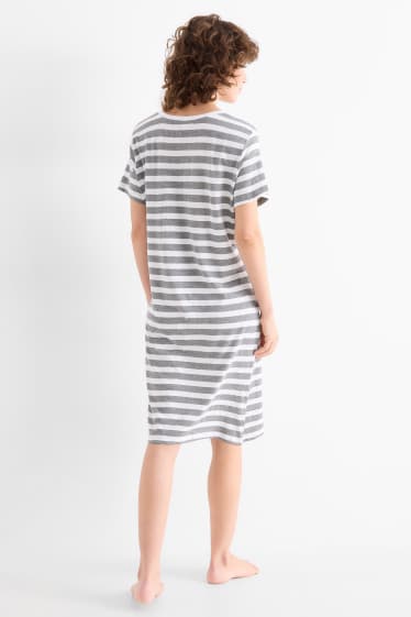 Femei - Cămașă de noapte - cu dungi - Mickey Mouse - gri melanj