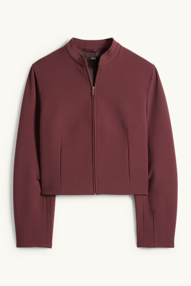 Femei - Blazer crop supradimensionat - bordo