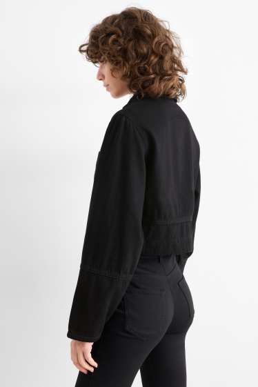 Femmes - Veste courte en jean à strass - noir