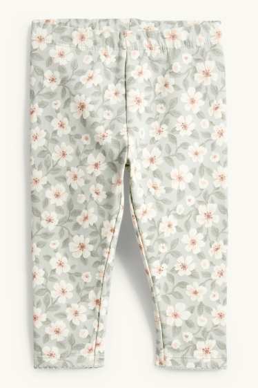 Bébés filles - Petites fleurs - leggings chauds bébé - vert menthe