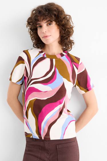 Femmes - T-shirt - relaxed fit - à motif - marron