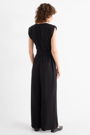 Damen - Jumpsuit mit Gürtel - schwarz