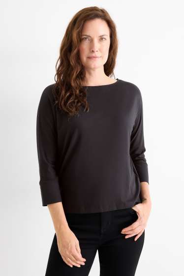 Damen - Langarmshirt - Regular Fit - schwarz