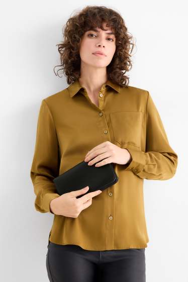 Damen - Umhängetasche mit abnehmbarem Taschengurt - Lederimitat - schwarz