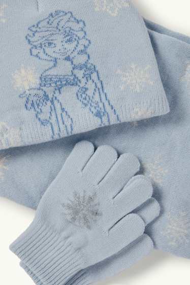 Kinderen: meisjes - Frozen - set - muts, colsjaal en handschoenen - lichtblauw