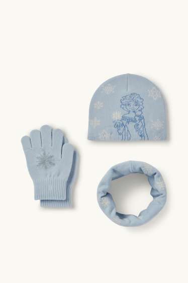 Kinderen: meisjes - Frozen - set - muts, colsjaal en handschoenen - lichtblauw