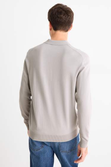 Home - Polo de mànigues llargues - de punt - gris clar